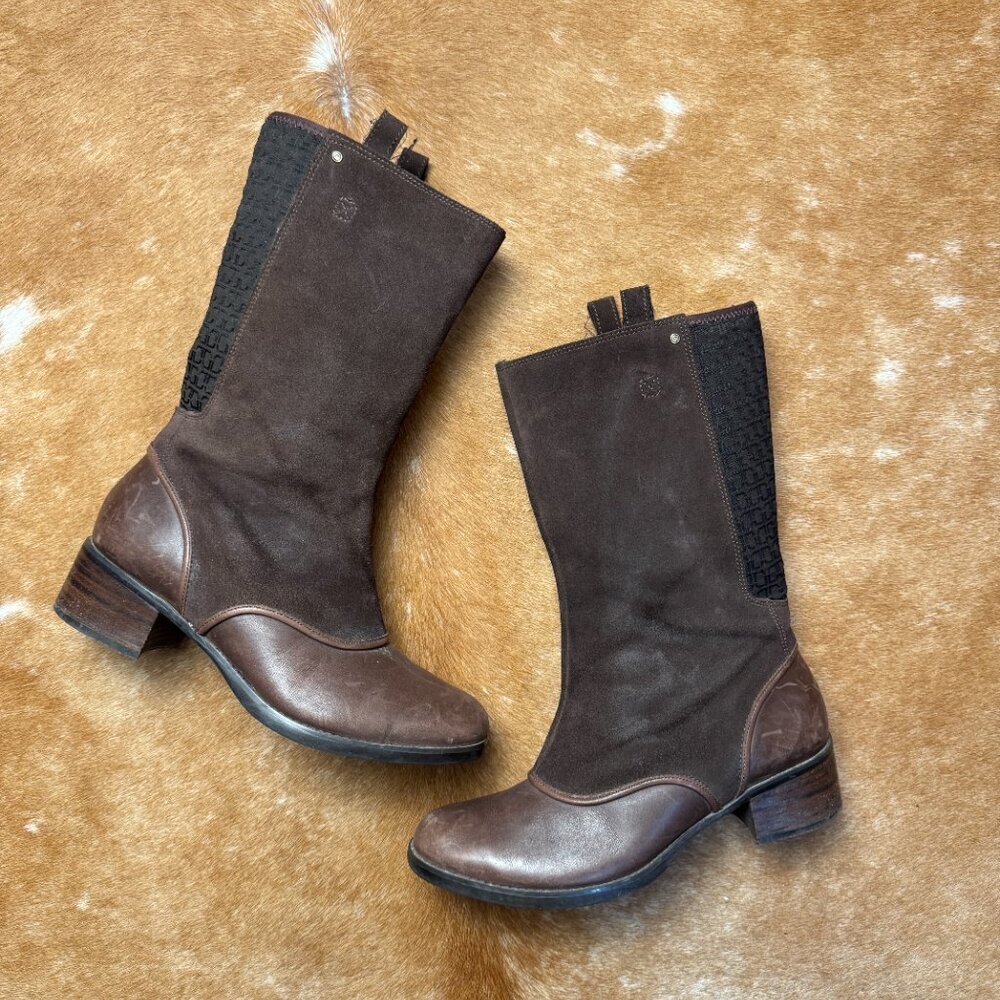 Rockport Brown Suede & Leather Mid-Calf Combat Boots